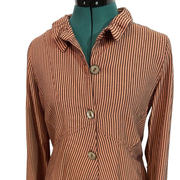 Women’s Soft Surroundings Sasha Tunic Top Button Up Coral Navy Size Small - Picture 2 of 9